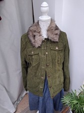 Lovely quality Boden green cord jacket with removable collar size 14 in VGUC