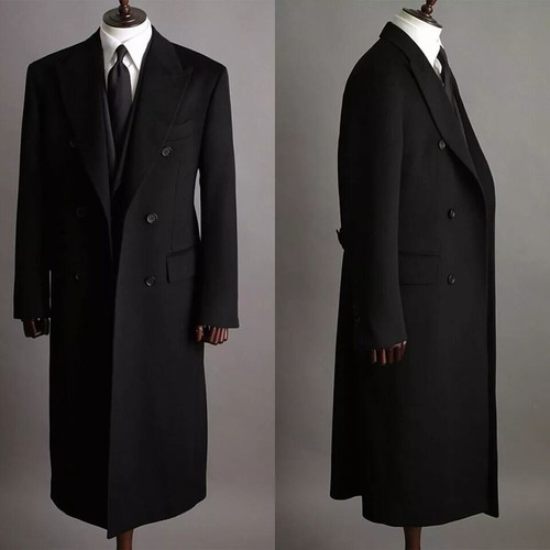 Military black wool overcoat - black,