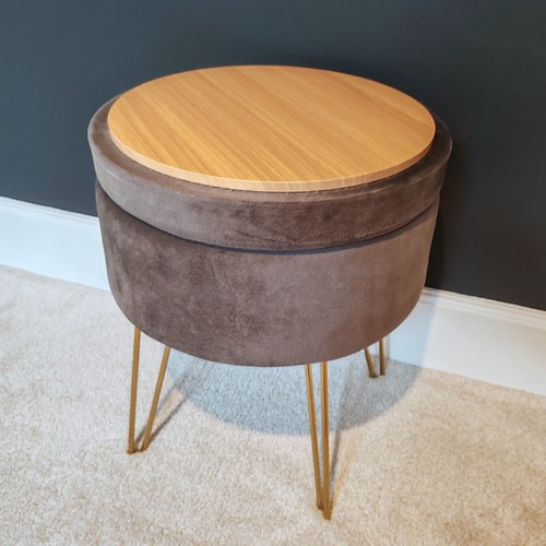 Round lidded pouffe footstool - lidded,