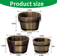 3 Pcs Wooden Whiskey Barrel