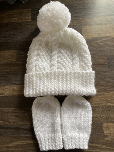 Hand knitted white aran - hand,