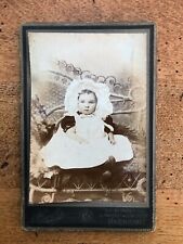 victorian cabinet photograph of a little girl ! great white bonnet 