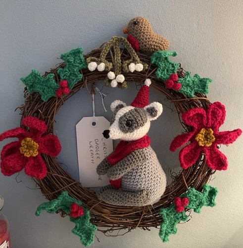 Christmas badger wreath - badger,