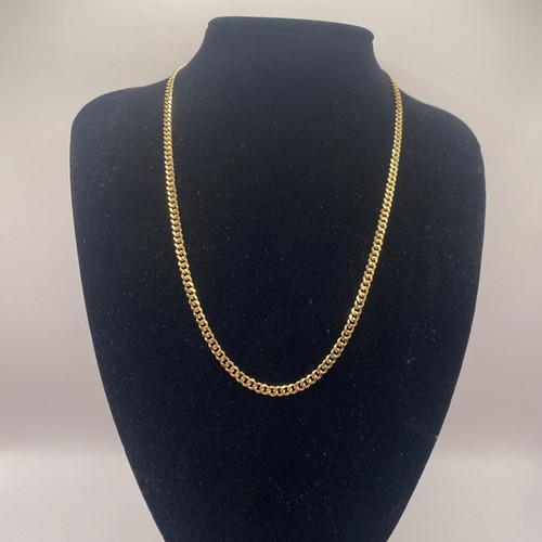 9ct gold cuban - gold, chain.