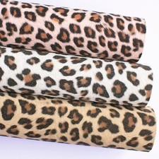 Leopard Faux Suede Leatherette Fabric for Crafts and Bows - A4 - Faux Leather