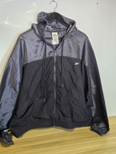REEBOK Women's Black Shiny Woven Full Zip Hooded Jacket Size 2XL (18 - 20) Baggy