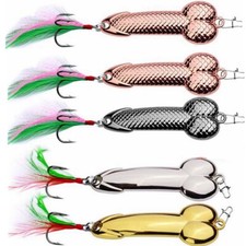 5pcs Penis Spoon Fishing Lures Metal Dick Bait Hook VIB Crankbait Lure Funny
