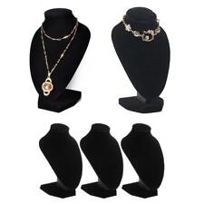 Set of 3 Black Velvet Necklace Female Bust Display Chain Jewelry Stands