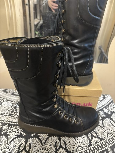 Fly london black leather boots - black,