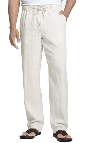 Mens cotton linen loose pants - cotton,