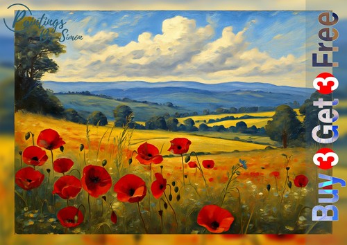 Poppy countryside 5x7 print - countryside, on