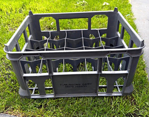 Grey plastic milk bottle crate - grey,