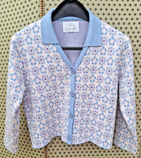 Girls Zara Knit Cardigan Age 8-9 Pastels Blue Pink Flowers Retro Cutecore VGC