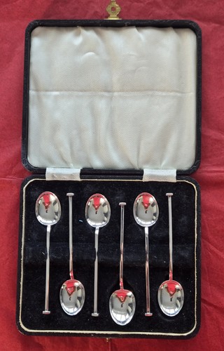 Cased set antique solid - set,