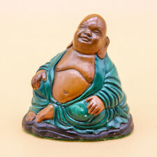 Vintage Painted Moulded Resin Sitting Laughing Buddha Statue Figurine 7cm