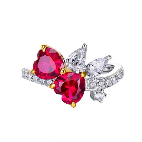 Red crystal double heart - crystal,