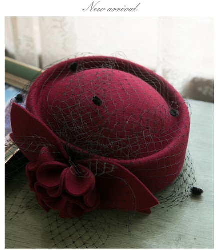 Pillbox hat mesh veil cap - ,