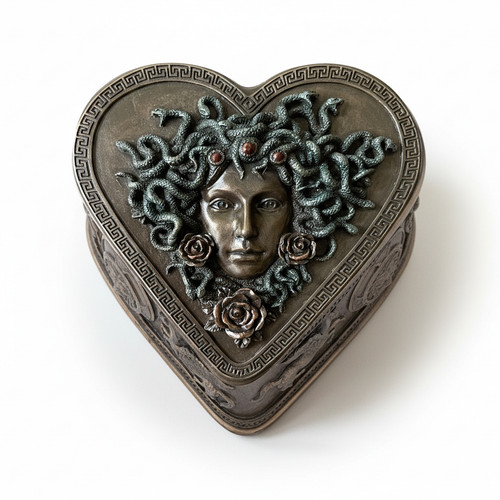 Medusa heart shaped bronze - medusa,