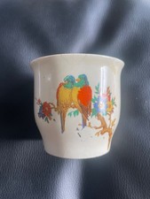 Staffordshire Knot Pottery Jar Pot, Parrot Birds & Flowers Design