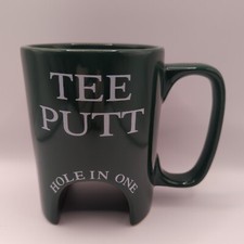 NOVELTY Ceramic Golf Mug Tee Putt Hole In One Green Heavyweight H13cm Vgc