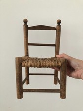 Vintage rustic woven chair for teddy bear or dolls display - 19x16x14 cm