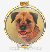 Alastor Enamels Border Terrier Dog Round Hinged China Trinket Box