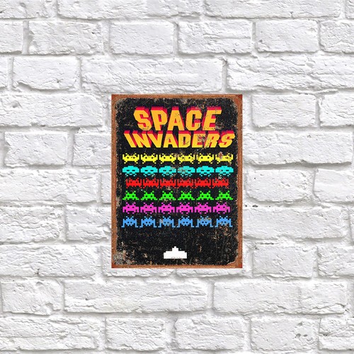 Space invaders retro tin - invaders,,