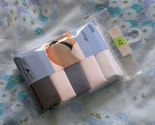 M&S 5 Pairs Cotton Lycra STRINGS Thongs Knickers Size 12 Pastel Shades