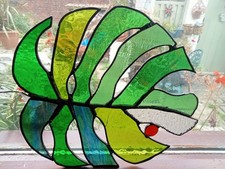 handcrafted stained glass leaf suncatcher