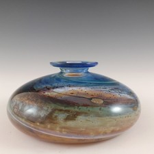 MARKED Isle of Wight Studio / Michael Harris Aurene Glass Squat Vase