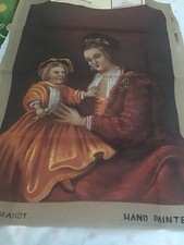 Vintage Large Tapestry Canvas Magyar Dunlicraft Mother Child Rembrandt