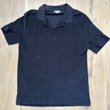 Sunspel Towel Polo Shirt Medium Men's Blue Made in Portugal Short-Sleeve