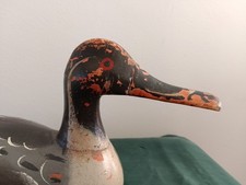Antique Original Wooden Carved Duck Decoy Polychrome Painted - Wonderful Patina