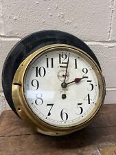 OLD BRASS CASED SHIPS CLOCK -