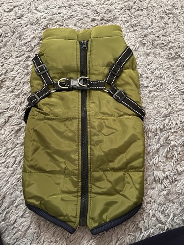 Green fleece lined dog coat - green, fleece-lined