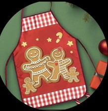 1PC Classic Red &White Plaid Polyester Apron-Festive Gingerbread Christmas New