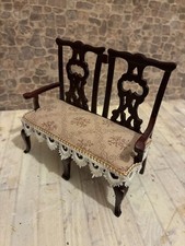 Dolls House 1/12 Scale Mahogany Regency Style Mahogany 2 Seater Chair Sofa 