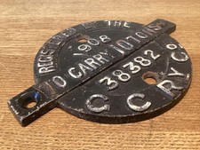 Railway Wagon Registration Plate, Registered By The G.C.RY. 10 Tons. 1908. 38382