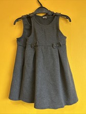2 x Girls Grey School Pinafore Dresses With Bow Detail Age 4