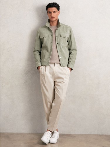 Reiss mens green leather - green,