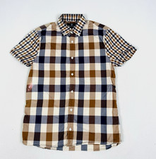 Aquascutum Checked Shirt House Check Plaid Nova Short Sleeve Casuals Mens Small