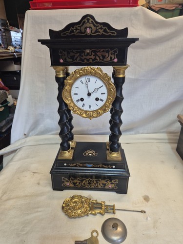 Antique french portico clock - antique,
