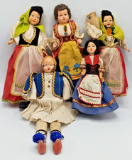 VERY OLD NATIONAL COSTUME DOLLS. FABRIC BODIES (3 HAVE PLASTIC ARMS) JOB LOT