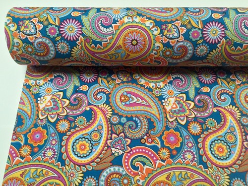 Blue paisley fabric upholstery - blue,