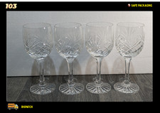 Set of 4 Cut Crystal Wine Glasses – Vintage  Elegant Diamond & Fan Pattern –