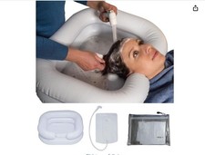 Inflatable  Portable Basin  with Built-in Pillow, Water Reservoir Hand Shower