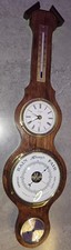 Vintage Wm Widdop Weather Station Banjo Barometer, Thermometer, Clock 