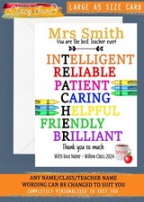 Thank You Teacher Card Personalised Best Nursery Assistant School Childminder