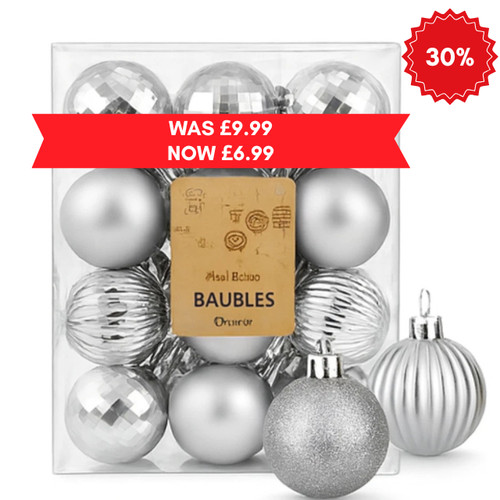 Silver christmas baubles - silver,