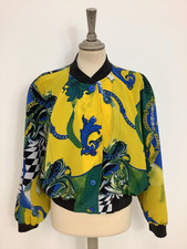 Vintage 80s Janet Reger bomber jacket statement crop Harrington Hip Hop #V4@PRE